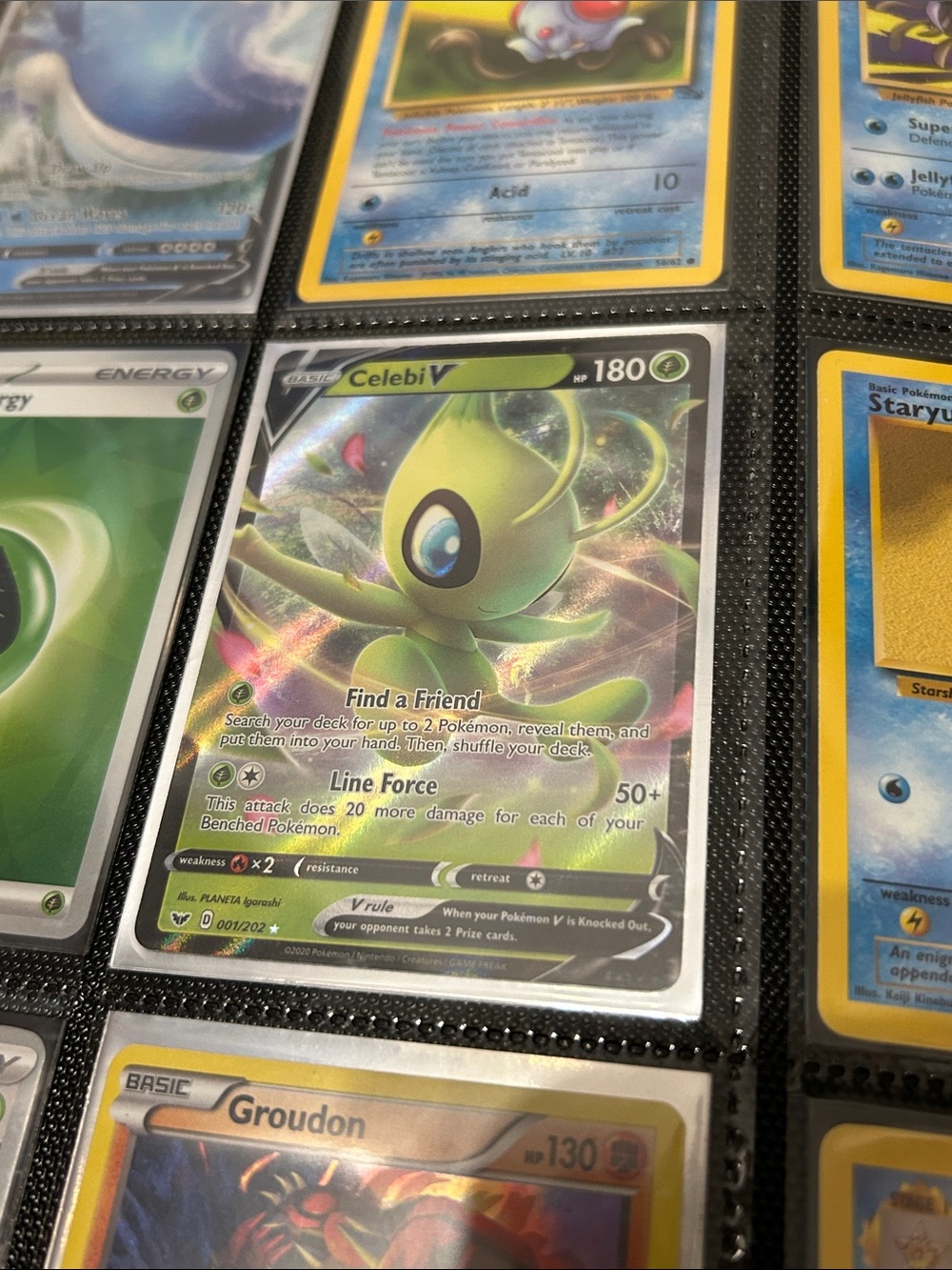 Pokemon Celebi V Green Holo Trading Card Sleeve-Ready